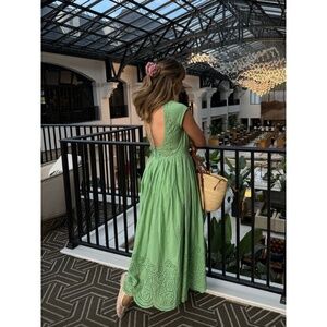 Free People Laine Green Eyelet Midi Dress